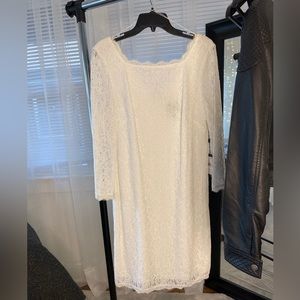 Adrianna Papell 3/4 Sleeve White Lace Sheath Dress - NWT Size 16